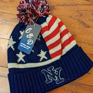 3 available! NEW C & D Brand NY American Flag Beanie